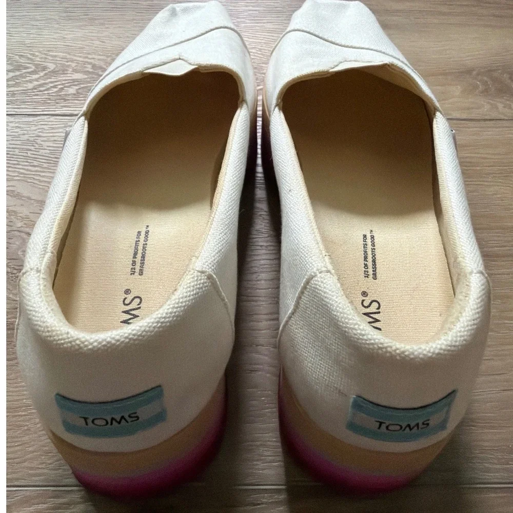 Toms Alpargata Platform Espadrille Alp Canvas Slip on Shoes Women's 9.5 Rainbow